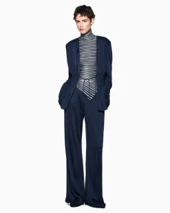 Viskose-Blazer mit gesmokter Taille und Kordelzug Blau