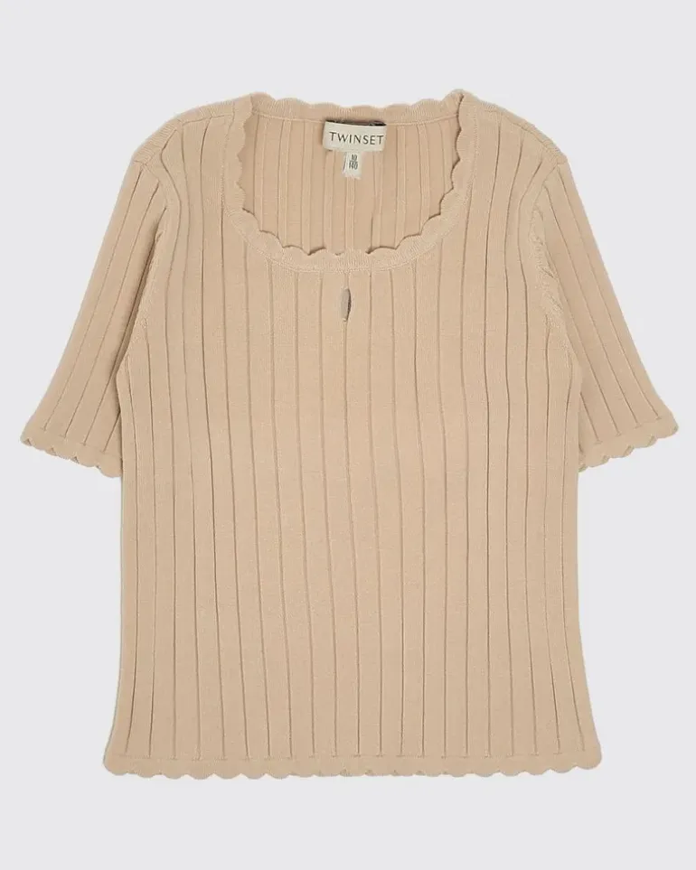 Viskose-Strickoberteil Beige