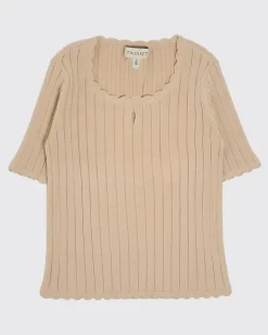 Viskose-Strickoberteil Beige