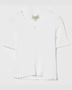 Viskose-Strickoberteil Weiß