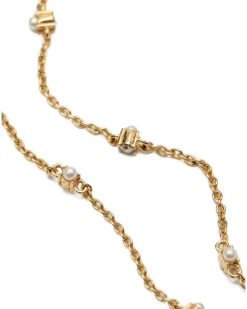 Vlogo Signature Brosche aus Metall mit Swarovski-Kristallen und Perlen - Gold