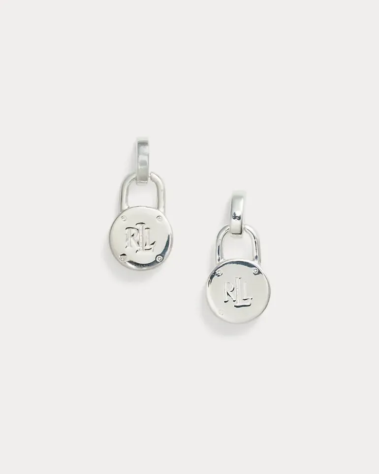 Vorhängeschloss-Hängeohrringe aus Silber Silver