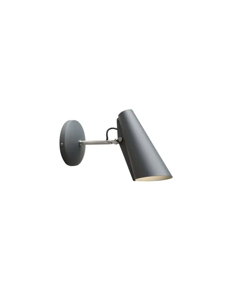 Wandleuchte mit Stromkabel Birdy - Grau - bemaltes Aluminium - Designer Birger Dahl