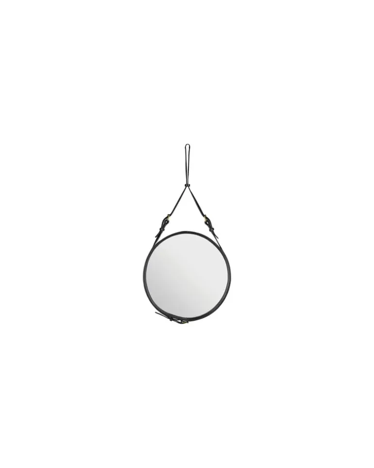Wandspiegel Adnet - Schwarz - Leder - Designer Jacques Adnet