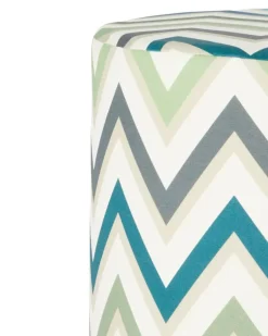 Watamu Hocker mit Zickzackmuster - Weiß