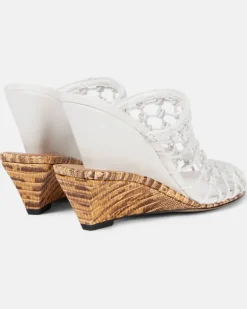 Wedge-Mules Double 110 aus Leder Weiß
