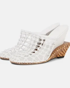 Wedge-Mules Double 110 aus Leder Weiß