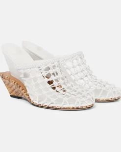 Wedge-Mules Double 110 aus Leder Weiß