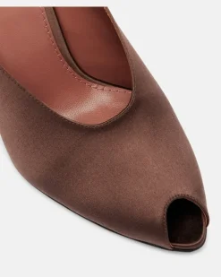 Wedge-Pantoletten Nina 105 aus Satin Braun