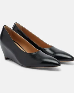 Wedge-Pumps aus Leder Schwarz