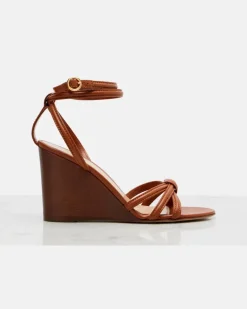Wedge-Sandalen aus Leder Braun