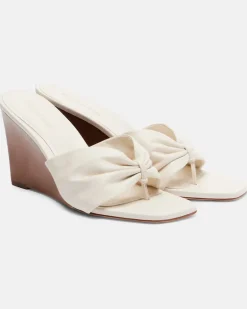 Wedge-Sandalen aus Leder Weiß