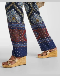Wedge-Sandalen Ayla aus Metallic-Leder Gold