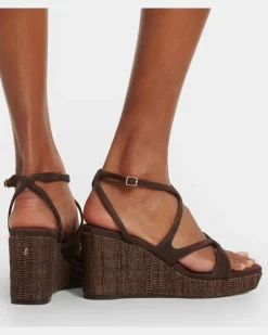 Wedge-Sandalen Ayla aus Veloursleder Braun