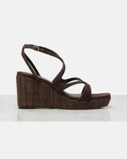 Wedge-Sandalen Ayla aus Veloursleder Braun