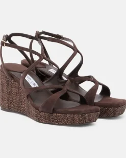 Wedge-Sandalen Ayla aus Veloursleder Braun