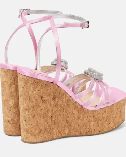 Wedge-Sandalen Double Heart aus Denim Blau
