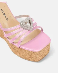 Wedge-Sandalen Double Heart aus Denim Blau