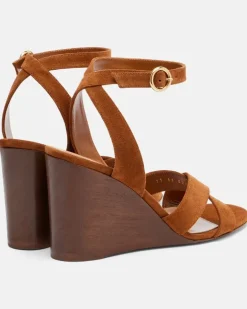Wedge-Sandalen Ines aus Veloursleder Braun