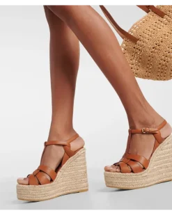 Wedge-Sandalen Tribute 130 aus Leder Braun