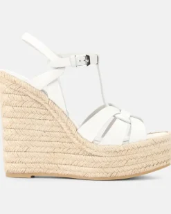 Wedge-Sandalen Tribute 130 aus Leder Weiß