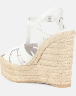 Wedge-Sandalen Tribute 130 aus Leder Weiß