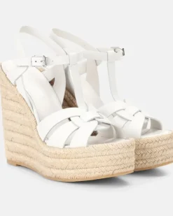 Wedge-Sandalen Tribute 130 aus Leder Weiß