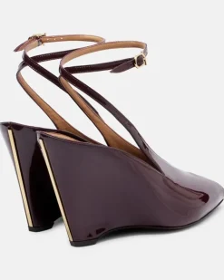 Wedges Arcadia 95 aus Lackleder Burgunderrot