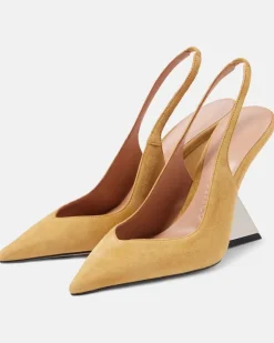 Wedges Cheope aus Veloursleder Beige