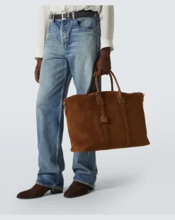 Weekender aus Veloursleder Braun