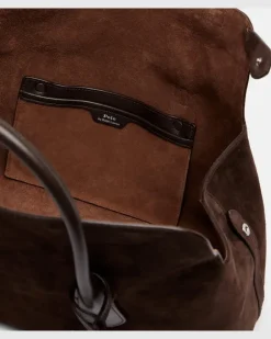 Weekender aus Veloursleder mit Leder Braun