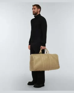 Weekender Intrecciato Large aus Leder Beige