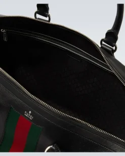 Weekender Web Trademark Medium aus Leder Schwarz
