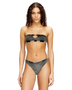 Weiches Bandeau-BH aus Baumwollripp mit ovalem D-Juwel - BHs - Damen - Grau