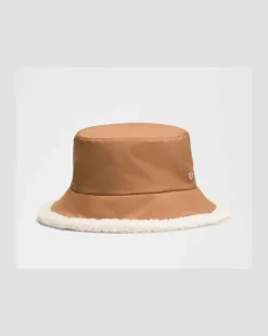 Wendbarer Bucket Hat aus Bouclé-Fleece – Größe in Chestnut Brown/Light Ivory