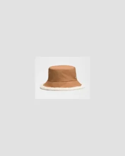 Wendbarer Bucket Hat aus Bouclé-Fleece – Größe in Chestnut Brown/Light Ivory