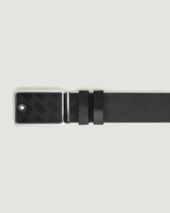 Wendbarer Gürtel aus Leder in Schwarz/Schwarz mit Intarsien-Schließe mm - MB221019 - Gürtel