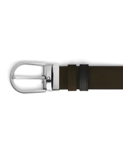 Wendbarer Gürtel mit hufeisenförmiger Schließe mm aus Wildleder - Schwarz | Braun - Leder - MB222407 - Gürtel