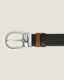 Wendbarer Gürtel mit hufeisenförmiger Schließe mm aus Sartorial Leder - MB198411 - Gürtel