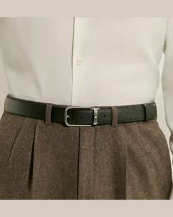 Wendbarer Gürtel mit rechteckiger Schließe 30 mm aus Sartorial Leder - Schwarz - Leder - MB223409 - Gürtel