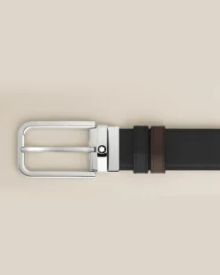 Wendbarer Gürtel mit rechteckiger Schließe mm aus Meisterstück Leder - Schwarz/Ebenholz - Leder - MB223407 - Gürtel