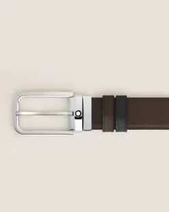 Wendbarer Gürtel mit rechteckiger Schließe mm aus Meisterstück Leder - Schwarz/Ebenholz - Leder - MB223407 - Gürtel