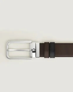 Wendbarer Gürtel mit rechteckiger Schließe mm aus Meisterstück Leder - Schwarz/Ebenholz - Leder - MB223407 - Gürtel