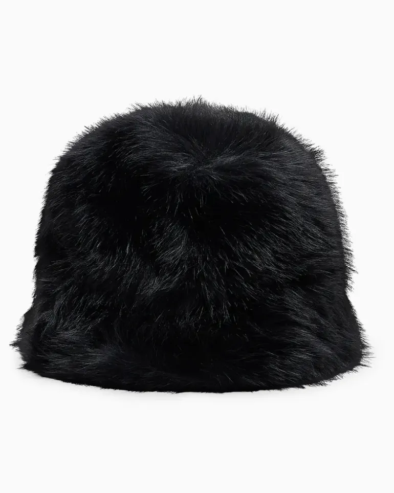 Wende-Fischerhut Up For Party Kunstfell leichtes Nylon Schwarz