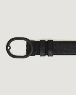 Wendegürtel aus Leder in Schwarz/Schwarz mit ovaler Schließe mm - MB221028 - Gürtel