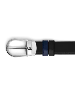 Wendegürtel aus Leder in Schwarz/Tintenblau mit hufeisenförmiger Schließe mm - | Blau - Leder - MB198586 - Gürtel