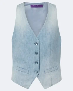 Weste aus Denim Blau