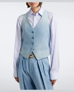 Weste aus Denim Blau