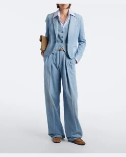 Weste aus Denim Blau
