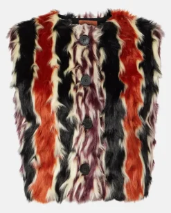 Weste aus Faux Fur Multicolor